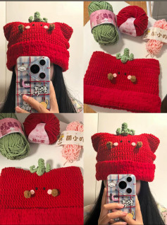 Crochet Star Cat Ear Hat Pattern with Chart and Materials