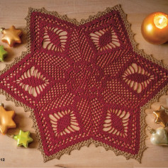 Crochet Star Doily Chart in Burgundy and Gold