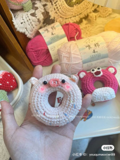 Crochet Strawberry Bear Donut Flat Chart Pattern