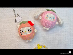 Crochet Strawberry Costume Pattern for Hello Kitty and Cinnamoroll Amigurumi