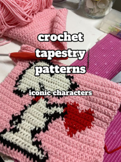 Crochet Tapestry Patterns of Iconic Characters: Elmo, Bubbles, Peppa Pig, Mike Wazowski