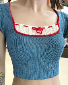 Crochet Top Chart with Bow Detail and Wavy Shell Stitch Bag Pattern