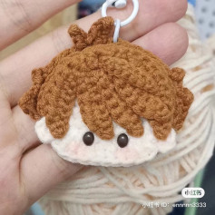 Crochet Tutorial for Common Flat Face Amigurumi Keychain with Brown Hair