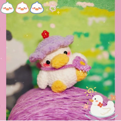 Crochet Tutorial Pattern for Cute White Duck with Purple Hat and Flower Bag Amigurumi