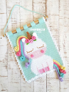 Crochet Unicorn Wall Hanging Pattern with Chart and Instructions