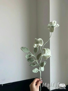 Crochet Willow Pattern Tutorial: Green and Purple Flower Branch