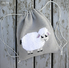 Cross-stitched Lamb Cinched Backpack Pattern by Yarn + Chai