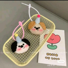 Cute Amigurumi Keychains and Plushies Pattern: Dog with Party Hat, Kittens, Pug, and Shiba Inu