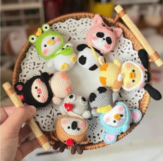 Cute Animal Amigurumi Crochet Pattern Chart: Panda, Frog, Koala