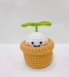 Cute Bean Sprout Baby Amigurumi Crochet Pattern with Flower Pot