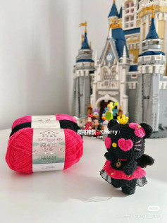 Cute Black Cat Princess Amigurumi Crochet Doll with Heart Eyes and Pink Skirt Pattern