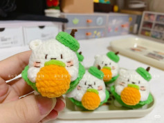 Cute Crochet Bear Holding Pear Pattern Chart