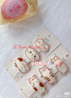 Cute Crochet Cat Hair Clips Pattern Chart Tutorial