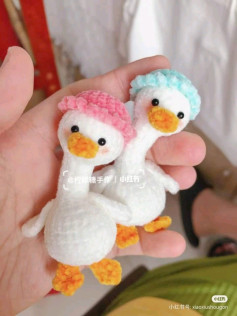Cute Crochet Couple Goose Amigurumi Pattern with Hat Chart