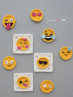 Cute Crochet Emoji Granny Squares Pattern Chart