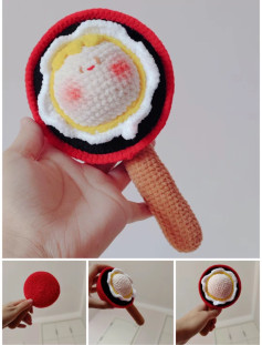 Cute Crochet Fried Egg in Pan Doll Pattern Chart