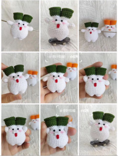 Cute Crochet Green Onion Doll Pattern: Amigurumi Scallion Character with Skateboard Tutorial Chart