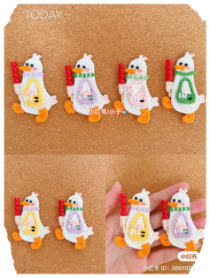 Cute Crochet Happy Duck Dolls with Tanghulu and Bag