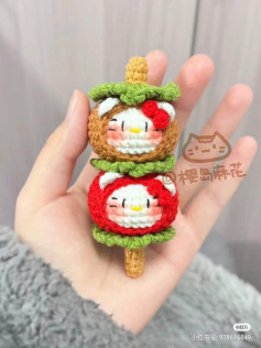Cute Crochet Hello Kitty Skewer and Apple Pattern Chart