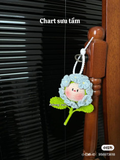 Cute Crochet Hydrangea Flower Doll Keychain Pattern Chart with Instructions
