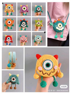 Cute Crochet Monster Coin Purse Pattern Tutorial with Detailed Round Instructions