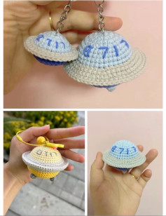 Cute Crochet UFO Spaceship Keychain Amigurumi Pattern with Free Chart Tutorial