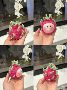 Cute Dragon Fruit Amigurumi Doll Crochet Pattern Chart