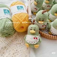 Cute Green Avocado Duck Crochet Doll Pattern with Apron