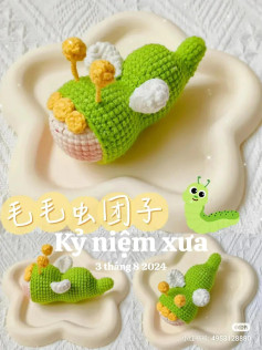 Cute Green Caterpillar Amigurumi Doll Crochet Pattern Chart