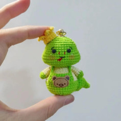 Cute Green Zodiac Snake Amigurumi Crochet Pattern with Crown and Bear Patch