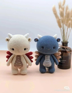 Cute Little Dragon Amigurumi Crochet Pattern: Step-by-Step Instructions for Head, Body, Wings and Tail