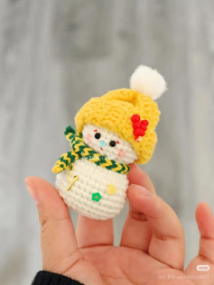 Cute Mini Crochet Snowman Doll with Yellow Hat and Scarf Tutorial