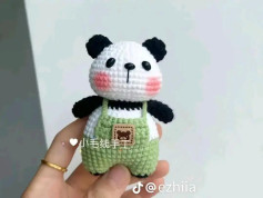 Cute Panda Amigurumi Crochet Pattern with Green Overalls