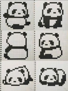 Cute Panda Pixel Art Chart Collection for Cross Stitch and Embroidery