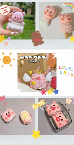 Cute Pink Piglet Amigurumi Crochet Patterns and Tutorial Charts