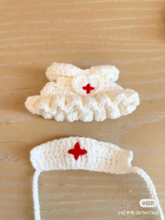 Cute White Nurse Doll Outfit Crochet Pattern with Hat and Dress