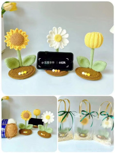 Daisy Phone Holder Crochet Pattern: Step-by-Step Chart for DIY Flower Stand