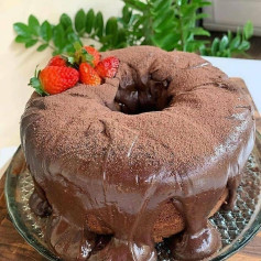 Delicious Mixed Chocolate Cake with Rich Glaze and Fresh Strawberries