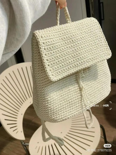 DIY Crochet Backpack Pattern: Creamy White Mini Bag Chart with Detailed Stitch Instructions