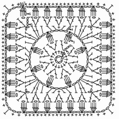 Dos patrones de gráficos planos para crochet con diseño cuadrado y bordes decorativos