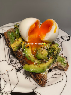 Easy Avocado Toast with Runny Egg and Honey Dijon Dressing for Breakfast