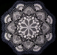 Elegant White Floral Crochet Doily Chart with Detailed Instructions