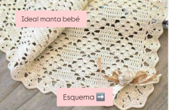 Esquema fácil de manta bebé con puntada abanico