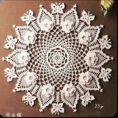 Flower and Butterfly Crochet Doily Pattern Chart with Detailed Instructions