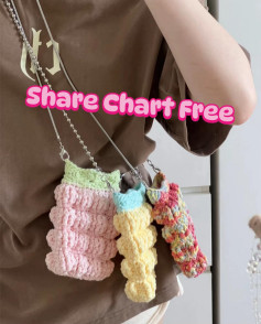 Free Crochet Bubble Card Holder Chart - Pastel Pink and Yellow