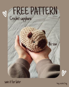 Free Crochet Capybara Amigurumi Pattern by My Crochet Frog - No Sew Chenille Yarn Tutorial