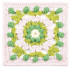 Free Crochet Granny Square Pattern Chart - Floral Design in Pink and Green