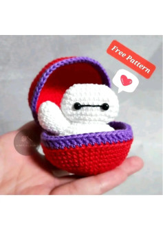 Free Crochet Pattern: Baymax in Red and Purple Egg