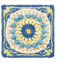 Free Crochet Pattern: Blue and Yellow Floral Granny Square Chart