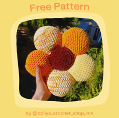 Free Crochet Pattern: Colorful Flower Plushie with Baby Soft Kiss Yarn